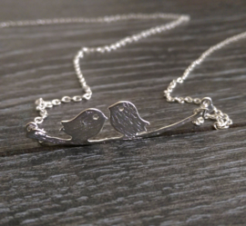 Ketting "Cute Lovebirds" Silver Plated