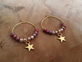 Oorbellen "Stars & Beads" Goud