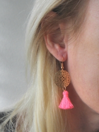 Oorbellen "Fluo Pink Bohemian"