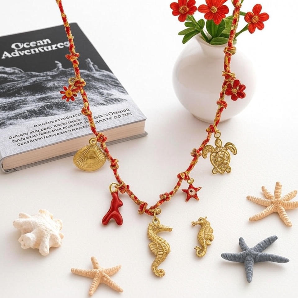 Bedelketting In Zee Thema "Staring At The Sea" Koord & Stainless Steel