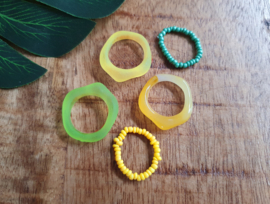 Ringen Set "Green & Yellow" 5 Stuks