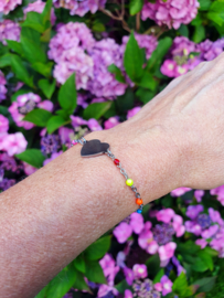 Armband Met Kaartje "Colourful Heart" Zilver - Stainless Steel - Keuze Uit 10 Kaartjes