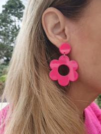 Statement Oorbellen "Pink Flower"