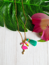 Ketting "Pink Flamingo" Stainless Steel