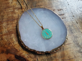 Alice In Wonderland Ketting "Turquoise Time Coin"