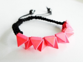 Gevlochten Armband "Pink Fluo Studs"