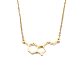 Molecuul Ketting "Serotonine" Stainless Steel - Zilver of Goud