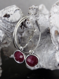 Oorbellen "Silver Hoop" Bordeaux