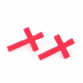 Kruis Oorbellen "Pink Cross"