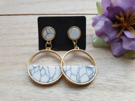 Statement Oorbellen "Marble Hoops" Wit