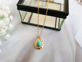 Ketting "Turquoise Drop" Stainless Steel