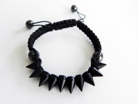 Gevlochten Armband "Black Spikes"