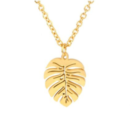 Ketting met Blad "Small Leaf" Zilver of Goud