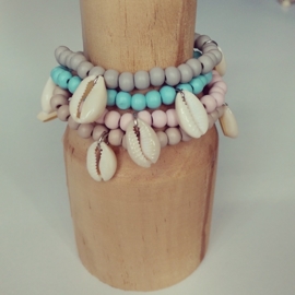 Armband "Woody Seashell" Keuze uit 4 kleuren