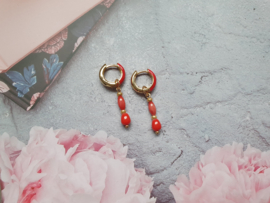 Edelsteen Oorbellen "Red Coral Hoops"