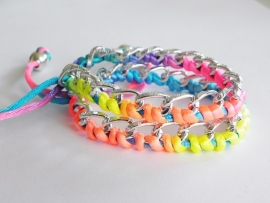 Ibiza Armband "Braided Curbs" Zilver & Multicolor