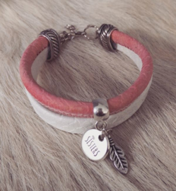 Leren Armband "Sisters" (ook leverbaar met andere bedels)