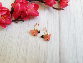 Vlinder Oorbellen "Sweet Coral Butterfly" Goudkleur