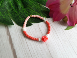 Kinder Armbandje "Coral & Pink Flower"