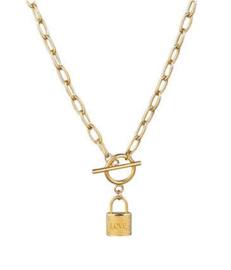 Grove Schakel Ketting Met Slotje "Locked Love" Stainless Steel