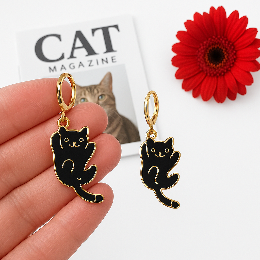 Katten Oorbellen "Black Cat"