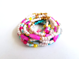 Schelp Armband "Shells & Beads" Teal Blauw