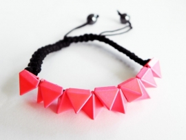 Gevlochten Armband "Pink Fluo Studs"