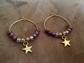Oorbellen "Stars & Beads" Goud