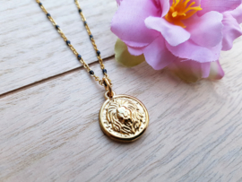 Leeuw Ketting "Lion Coin On Bead Chain" Stainless Steel