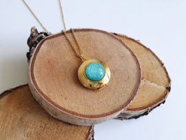 Medaillon Ketting "Green & Gold Locket"