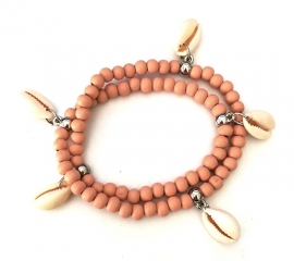 Wrap Armband "Woody Seashell" Cognac