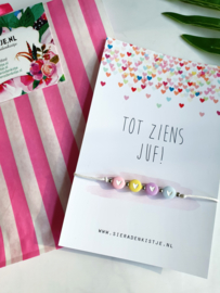 Juf Cadeautje "Candy Colored Love" Keuze uit 2 kaartjes