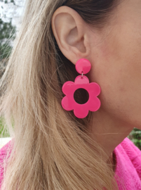 Statement Oorbellen "Pink Flower"