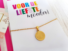 Ketting Met Kaartje "Love You, Mom" Stainless Steel - Keuze uit 4 kaartjes