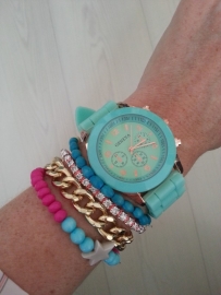 Horloge "Watch My Candy Colors" Mintgroen