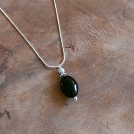 Ketting "Black Agate" Silver Plated