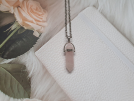 Steen / Glas Ketting "Rose Quartz" Rozenkwarts