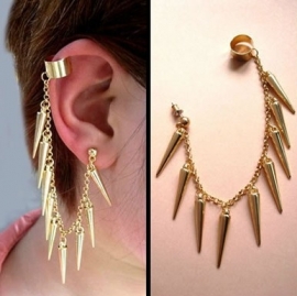 Ear Cuff "Spikes All Over" Goudkleurig