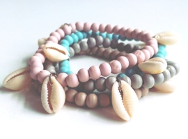 Armband "Woody Seashell" Keuze uit 4 kleuren