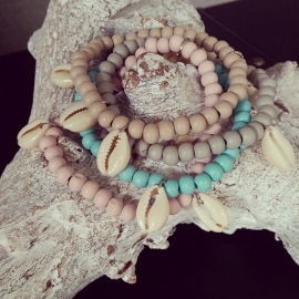 Armband "Woody Seashell" Keuze uit 4 kleuren