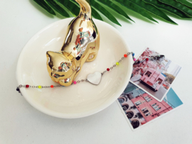Armband Met Kaartje "Colourful Heart" Zilver - Stainless Steel - Keuze Uit 10 Kaartjes