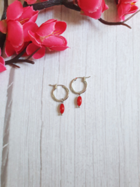 Oorbellen "Coral Red Hoops"