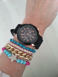 Horloge"Watch My Candy Colors" Zwart