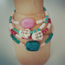 Armband "Ivory Buddha" Roze of Turquoise