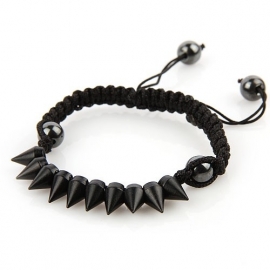 Gevlochten Armband "Black Spikes"