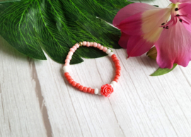 Kinder Armbandje "Coral & Pink Flower"