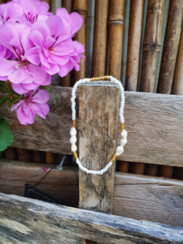 Schelpen Enkelbandje "White & Gold With Seashells"