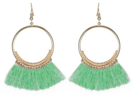 Oorbellen met Kwastje "Green Tassel Hoops"