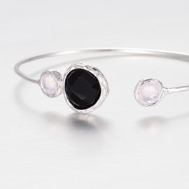 Armband "Silver Plated Stone Bangle" Black