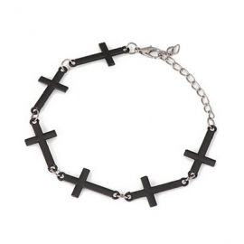 Kruis Armband "Linked Crosses" Zwart